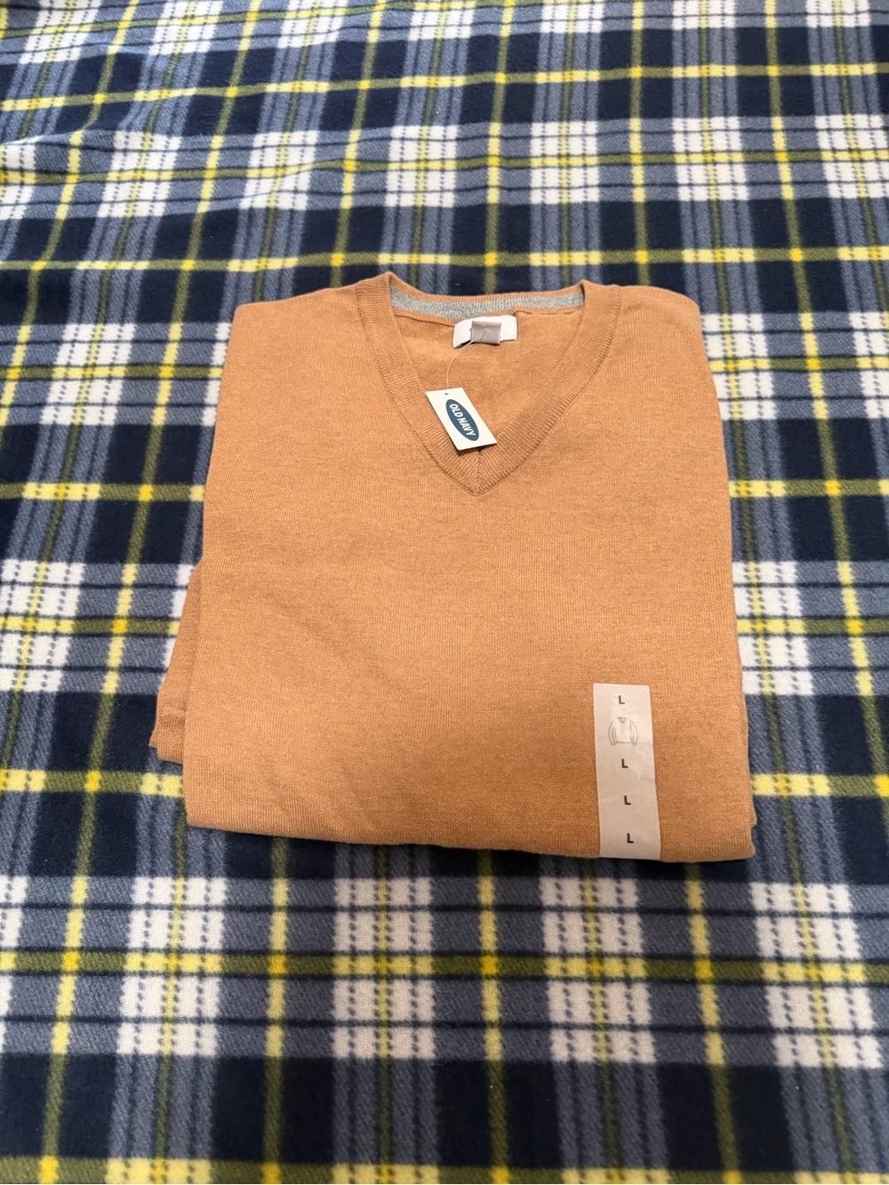 Men's V-Neck Sweater in Camel L NWT